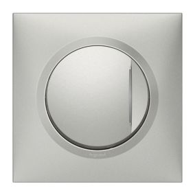 Plaque de finition 1 poste Legrand Dooxie 6 008 51 coloris aluminium l.87 x P.10 x H.87 mm