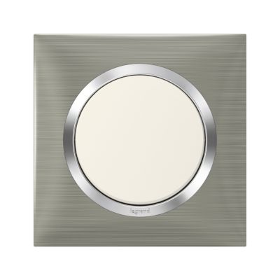 Plaque de finition 1 poste Legrand Dooxie 6 008 71 coloris inox brossé l.87 x P.10 x H.87 mm