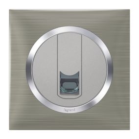 Plaque de finition 1 poste Legrand Dooxie 6 008 71 coloris inox brossé l.87 x P.10 x H.87 mm