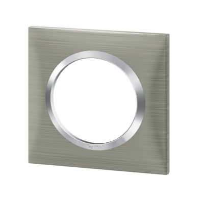 Plaque de finition 1 poste Legrand Dooxie 6 008 71 coloris inox brossé l.87 x P.10 x H.87 mm