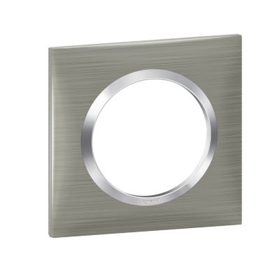 Plaque de finition 1 poste Legrand Dooxie 6 008 71 coloris inox brossé l.87 x P.10 x H.87 mm