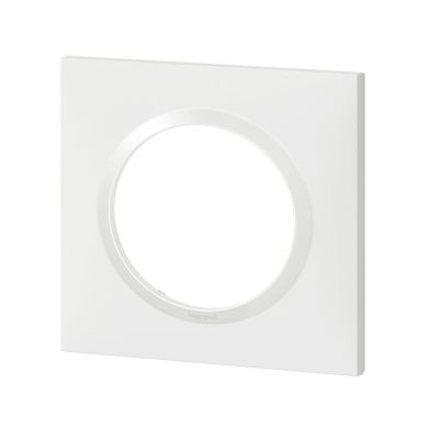Plaque de finition 1 poste Legrand Dooxie 6 009 01 coloris blanc l.87 x P.10 x H.87 mm
