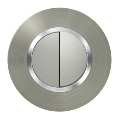 Plaque de finition 1 poste Legrand Dooxie 6 009 78 coloris inox brossé avec bague effet chrome l.100 x P.10 x H.100 mm