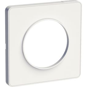 Plaque de finition 1 poste Schneider Electric Odace Touch S52C802 coloris blanc avec liseré blanc l.85 x P.10 x H.85 mm