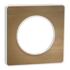 Plaque de finition 1 poste Schneider Electric Odace Touch S52C802L coloris bronze avec liseré blanc l.85 x P.10 x H.85 mm