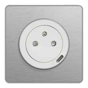 Plaque de finition 1 poste Schneider Electric Odace Touch S530802J coloris aluminium avec liseré aluminium l.85 x P.10 x H.85 mm