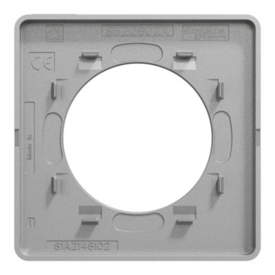 Plaque de finition 1 poste Schneider Electric Odace Touch S530802J coloris aluminium avec liseré aluminium l.85 x P.10 x H.85 mm