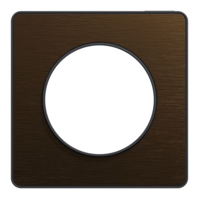 Plaque De Finition 1 Poste Schneider Electric Odace Touch S520802L Coloris Bronze Avec Lisere Blanc L 85 X P 10 X H 85 Mm