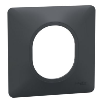 Plaque de finition 1 poste Schneider Electric Ovalis S340702 coloris anthracite l.87 x P.10 x H.87 mm