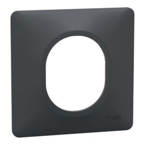 Plaque de finition 1 poste Schneider Electric Ovalis S340702 coloris anthracite l.87 x P.10 x H.87 mm