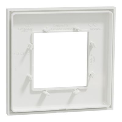 Plaque de finition 1 poste Schneider Electric Unica Déco Essentielle NU600218 coloris blanc l.88,6 x P.10,25 x H.85 mm