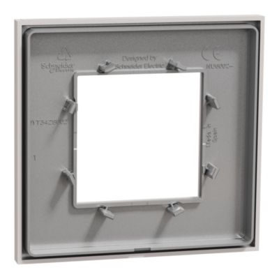 Plaque de finition 1 poste Schneider Electric Unica Déco Essentielle NU600224 coloris gris clair l.88,6 x P.10,25 x H.85 mm
