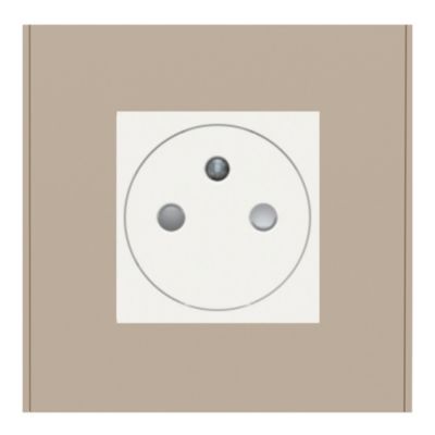 Plaque de finition 1 poste Schneider Electric Unica Déco Essentielle NU600226 coloris taupe l.88,6 x P.10,25 x H.85 mm
