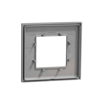Plaque de finition 1 poste Schneider Electric Unica Déco Essentielle NU600230 coloris aluminium l.88,6 x P.10,25 x H.85 mm
