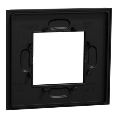 Plaque de finition 1 poste Schneider Electric Unica Déco Signature NU600272 coloris noir l.92 x P.10,25 x H.85 mm