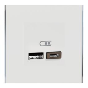 Plaque de finition 1 poste Schneider Electric Unica Déco Subtile NU600240 coloris blanc avec liseré argent l.88,6 x P.10,25 x H.85 mm