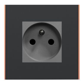 Plaque de finition 1 poste Schneider Electric Unica Déco Subtile NU600241 coloris anthracite avec liseré cuivre l.88,6 x P.10,25 x H.85 mm