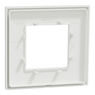 Plaque de finition 1 poste Schneider Electric Unica Déco Subtile NU600242 coloris blanc avec liseré cuivre l.88,6 x P.10,25 x H.85 mm