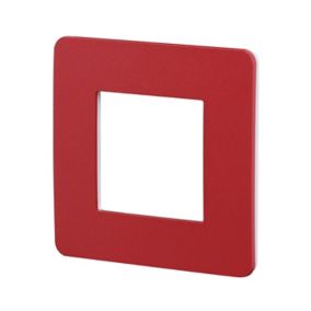 Plaque de finition 1 poste Schneider Electric Unica Studio Color NU280213F coloris rouge avec liseré blanc l.85 x P.10 x H.85 mm