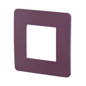 Plaque de finition 1 poste Schneider Electric Unica Studio Color NU280214F coloris prune avec liseré blanc l.85 x P.10 x H.85 mm