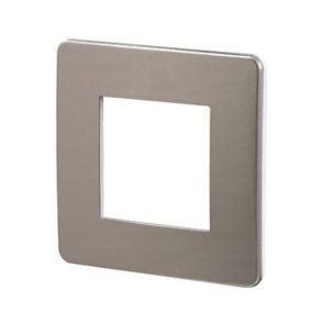 Plaque de finition 1 poste Schneider Electric Unica Studio Métal NU280250F coloris bronze avec liseré blanc l.85 x P.10 x H.85 mm
