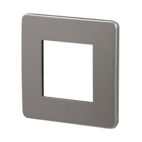 Plaque de finition 1 poste Schneider Electric Unica Studio Métal NU280253F coloris black aluminium avec liseré noir l.85 x P.10 x H.85 mm