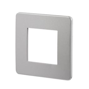Plaque de finition 1 poste Schneider Electric Unica Studio Métal NU280255F coloris blanc aluminium avec liseré blanc l.85 x P.10 x H.85 mm