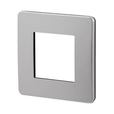 Plaque de finition 1 poste Schneider Electric Unica Studio Métal NU280256F coloris blanc aluminium avec liseré noir l.85 x P.10 x H.85 mm