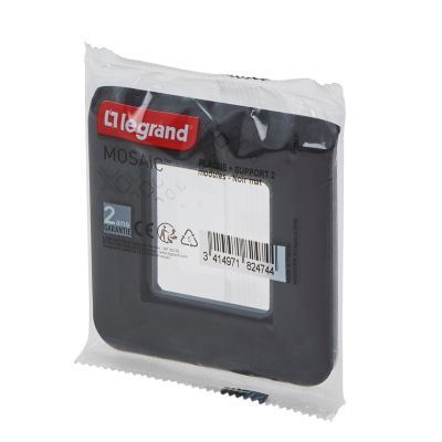 Plaque de finition 2 modules Legrand Mosaïc 0 994 80 coloris noir l.82 x P.8,5 x H.82 mm