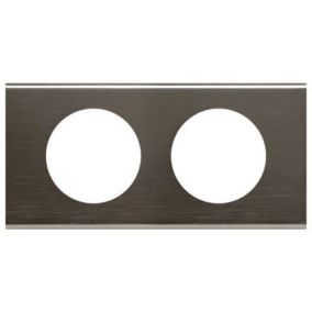 Plaque de finition 2 postes Legrand Céliane 0 690 32 coloris black nickel l.171 x P.8,5 x H.83 mm