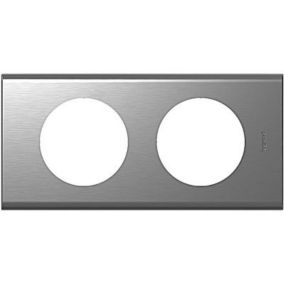 Plaque de finition 2 postes Legrand Céliane 0 691 02 coloris inox brossé l.171 x P.8,5 x H.82 mm