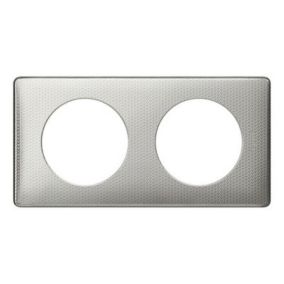 Plaque de finition 2 postes Legrand Céliane 0 988 72 coloris alu snake l.161 x P.8,5 x H.82 mm