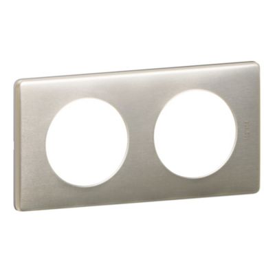 Plaque de finition 2 postes Legrand Céliane 0 998 61 coloris titane l.161 x P.9 x H.82 mm