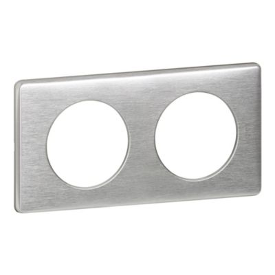 Plaque de finition 2 postes Legrand Céliane 0 998 66 coloris aluminium l.161 x P.9 x H.82 mm