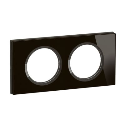 Plaque de finition 2 postes Legrand Céliane CP1902 coloris verre onyx noir l.172 x P.11 x H.84 mm