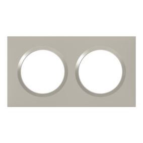Plaque de finition 2 postes Legrand Dooxie 6 008 22 coloris plume mat avec bague plume brillante l.158 x P.10 x H.87 mm
