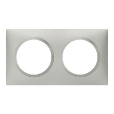 Plaque de finition 2 postes Legrand Dooxie 6 008 52 coloris aluminium l.158 x P.10 x H.87 mm