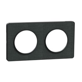 Plaque de finition 2 postes Schneider Electric Odace Kvadrat S540804KB coloris noir avec liseré anthracite l.156 x P.10 x H.85 mm