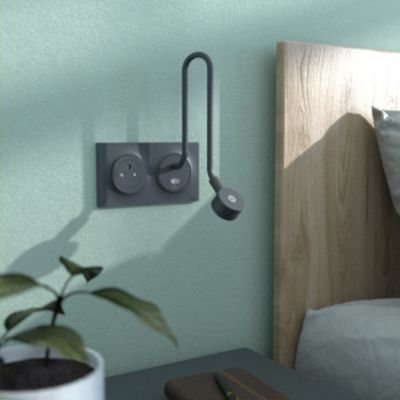 Plaque de finition 2 postes Schneider Electric Odace Styl S540704 coloris anthracite l.156 x P.10 x H.85 mm
