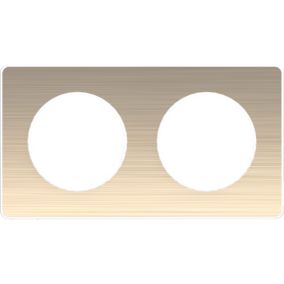 Plaque de finition 2 postes Schneider Electric Odace Touch S52C804L coloris bronze avec liseré blanc l.156 x P.10 x H.85 mm