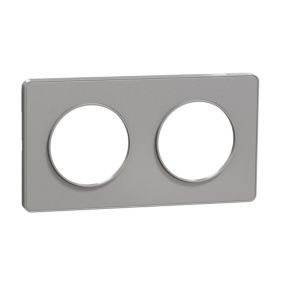 Plaque de finition 2 postes Schneider Electric Odace Touch S530804 coloris aluminium l.156 x P.10 x H.85 mm
