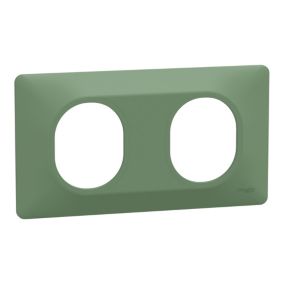 Plaque de finition 2 postes Schneider Electric Ovalis S320704B coloris vert forêt l.158 x P.10 x H.87 mm