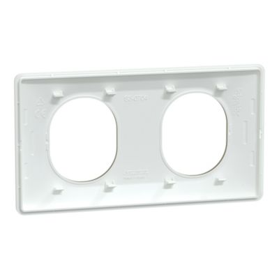 Plaque de finition 2 postes Schneider Electric Ovalis S320704D coloris blanc avec liseré laiton l.158 x P.10 x H.87 mm
