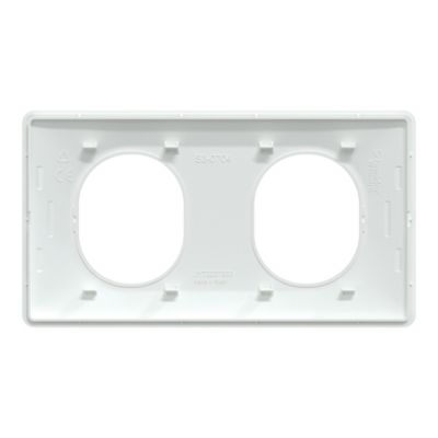 Plaque de finition 2 postes Schneider Electric Ovalis S320704D coloris blanc avec liseré laiton l.158 x P.10 x H.87 mm