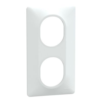 Plaque de finition 2 postes Schneider Electric Ovalis S320724 coloris blanc l.87 x P.10 x H.158 mm