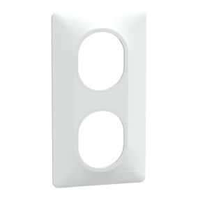 Plaque de finition 2 postes Schneider Electric Ovalis S320724 coloris blanc l.87 x P.10 x H.158 mm