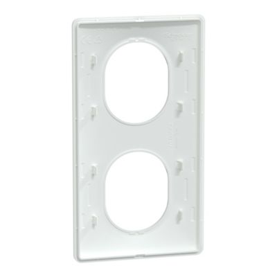 Plaque de finition 2 postes Schneider Electric Ovalis S320724 coloris blanc l.87 x P.10 x H.158 mm