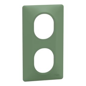 Plaque de finition 2 postes Schneider Electric Ovalis S320724B coloris vert forêt l.87 x P.10 x H.158 mm