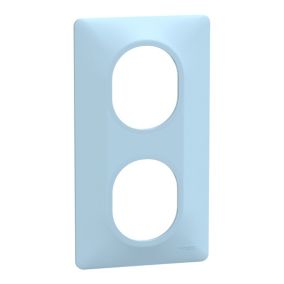 Plaque de finition 2 postes Schneider Electric Ovalis S320724C coloris bleu azurin l.87 x P.10 x H.158 mm