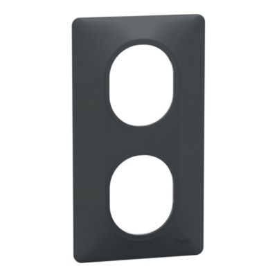Plaque de finition 2 postes Schneider Electric Ovalis S340724 coloris anthracite l.87 x P.10 x H.158 mm